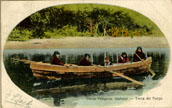 Yahgans in canoe